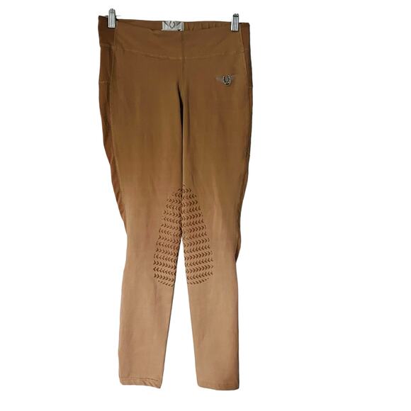 TuffRider Ventilated Schooling Tights Size S Small Tan - Picture 2 of 9